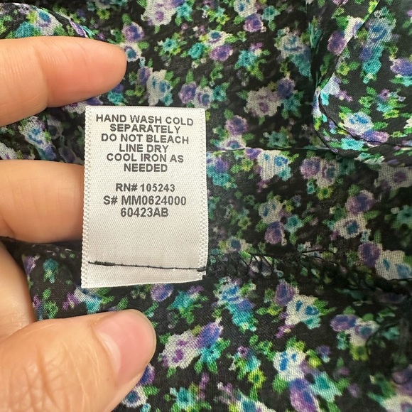 BOBEAU Sweater Womens L Heather Gray Knit Ditsy Floral Hem Made in USA - Picture 5 of 8